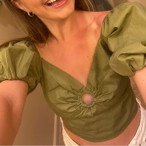 Green Abercrombie key hole top